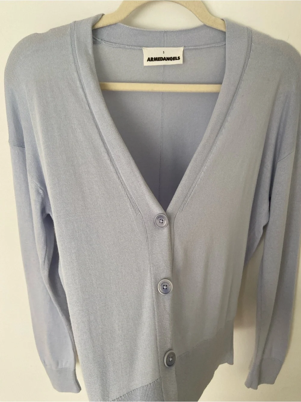 Armedangels Odinaa Cardigan Classic V Neck Button Up Relaxed Light Blue Small - Picture 6 of 11